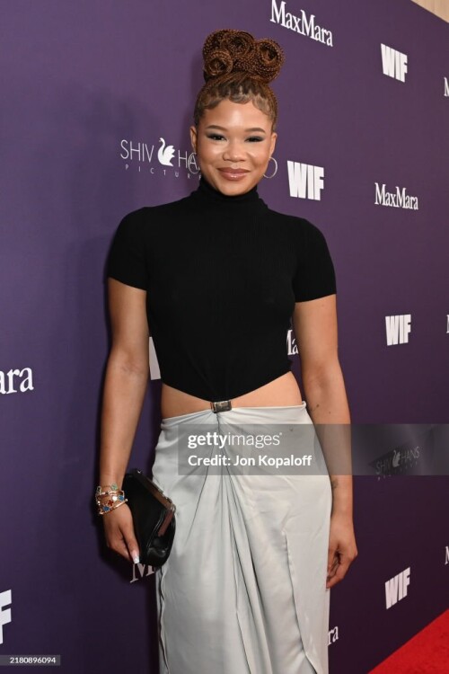 BEVERLY HILLS, CALIFORNIA - OCTOBER 24: Storm Reid, wearing Max Mara, attends WIF Honors Presented b